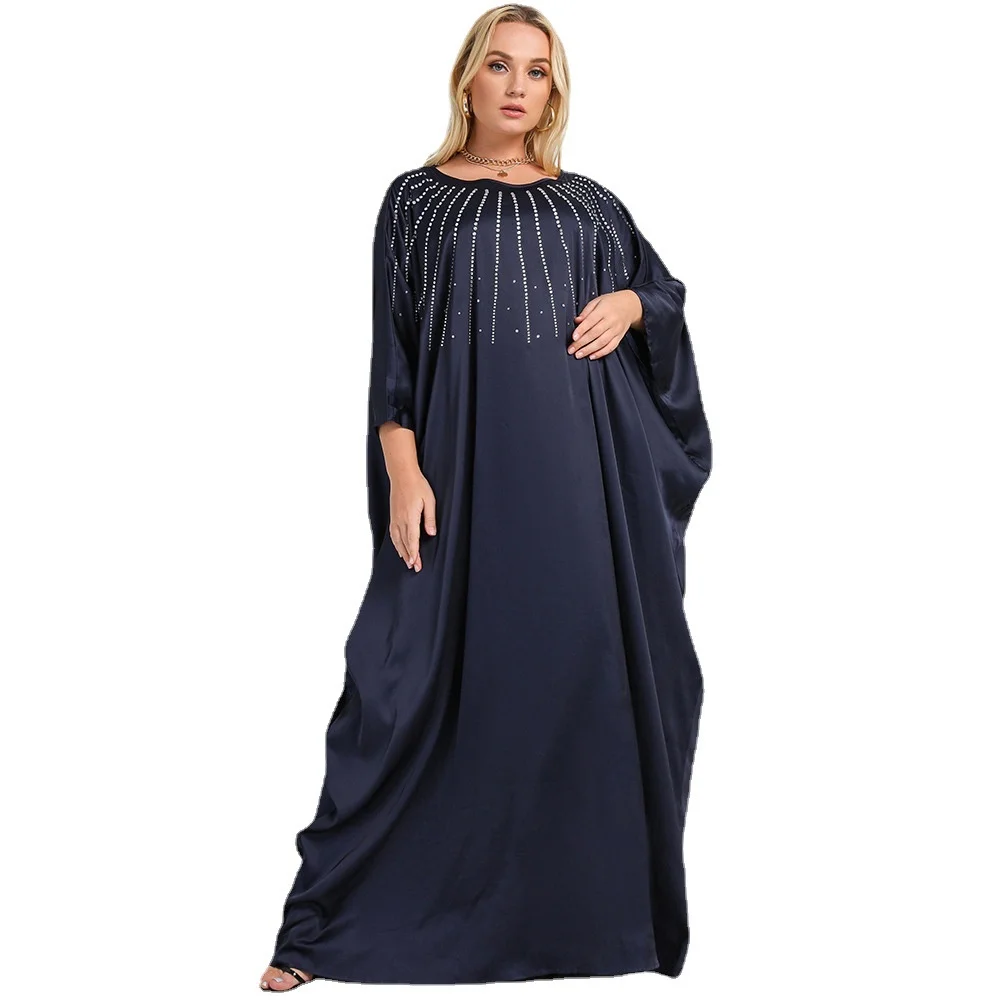 

Plus size Autumn and winter round neck Woven Dress loose and comfortable large swing large size women's dress
