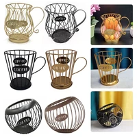 coffee capsule basket multifunction hollow metal stand holder vintage coffee pod storage shelves rack for home cafe hotel