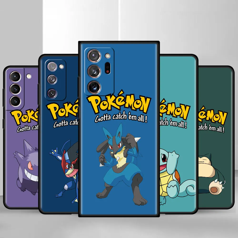 

Phone Black Soft Case For Samsung Galaxy S22 S21 S20 Ultra FE S9 S8 S10 Plus Note 20 10 9 Fundas Cover Pikachu Charmander Gengar