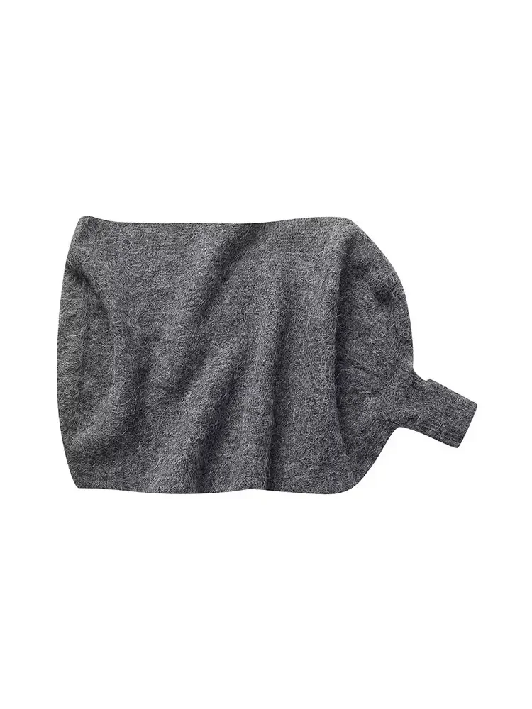 Женский трикотажный свитер на одно плечо с длинным рукавом