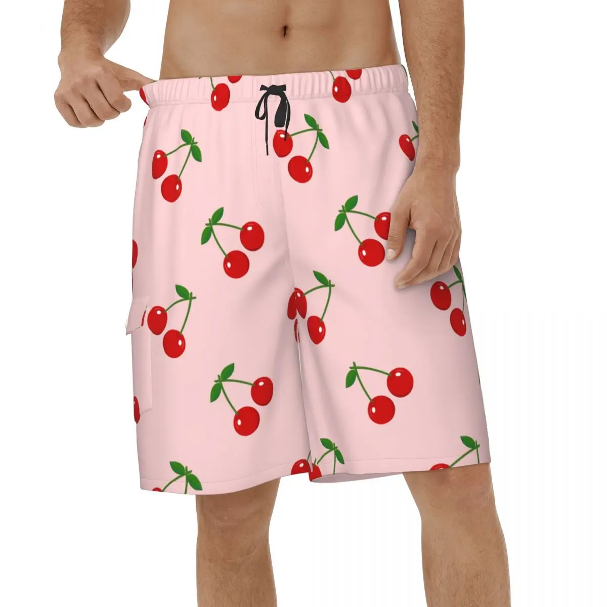 

Пляжные шорты с 3D принтом вишни, мужские повседневные милые купальники с фруктами, быстросохнущие шорты для доски