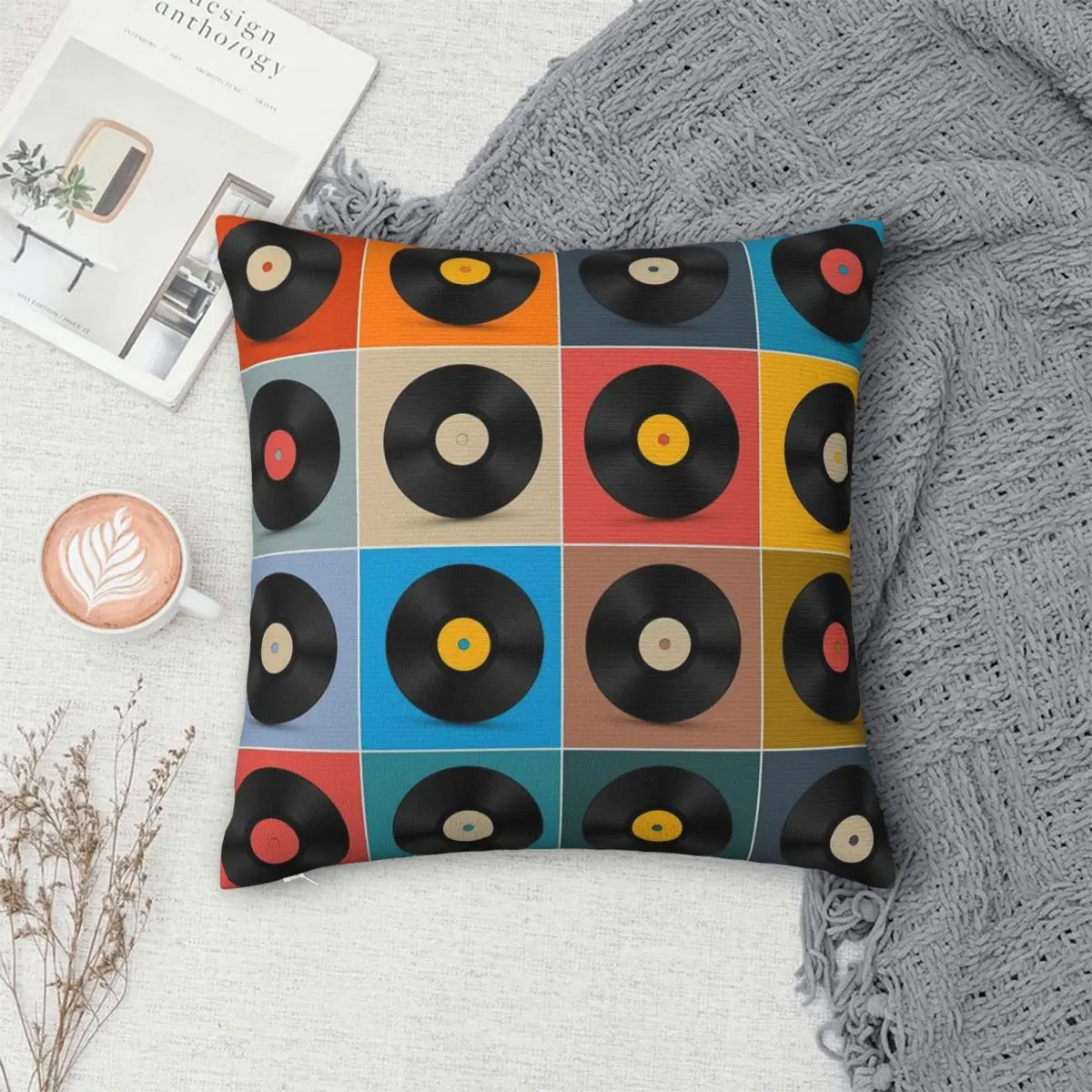 Vinyl Record,Music Poster Pillowcase Polyester Pillows Cover Cushion Comfort Throw Pillow Sofa Decorative Cushions Used for Home