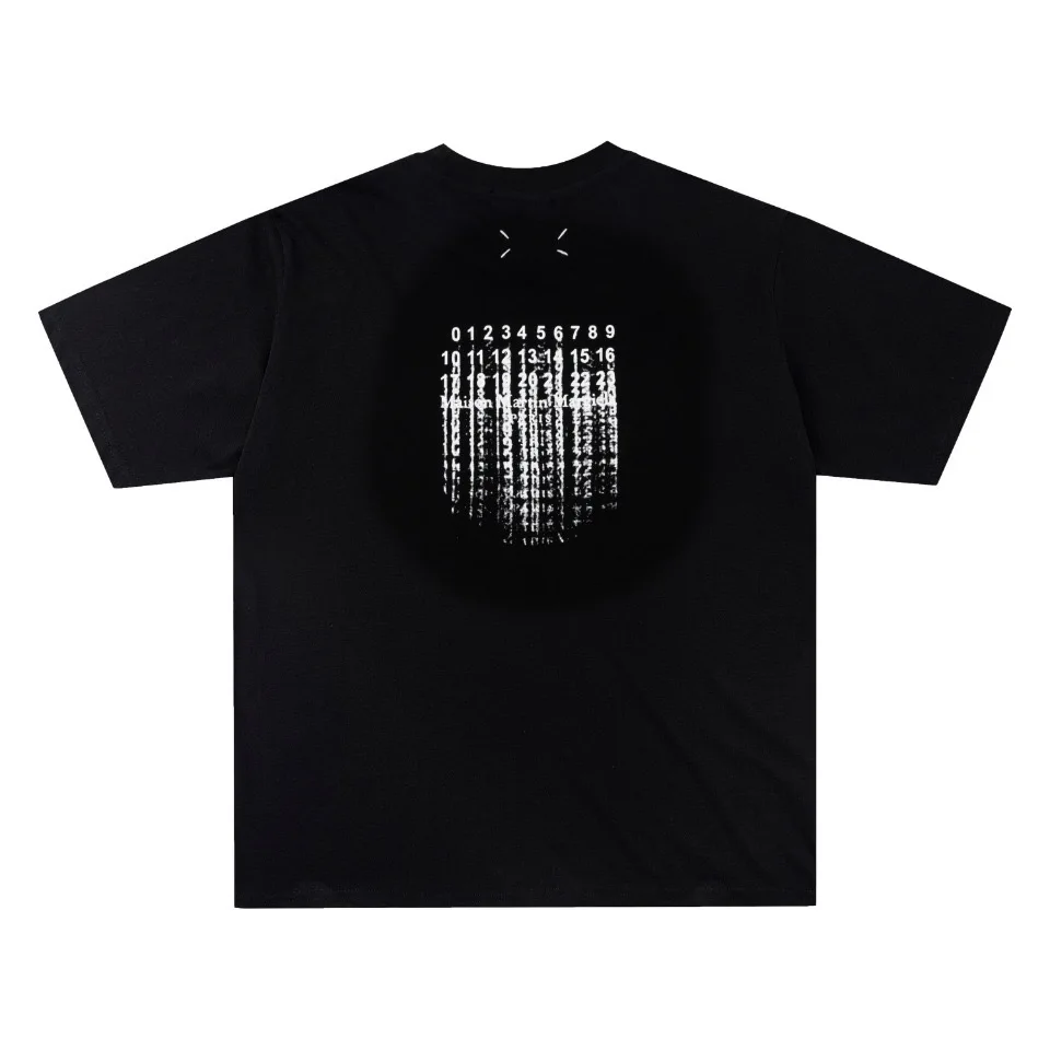 

margiela unisex summer loose casual t-shirt mm6 back classic calendar print oversized men's and women's couple short sleeve tops