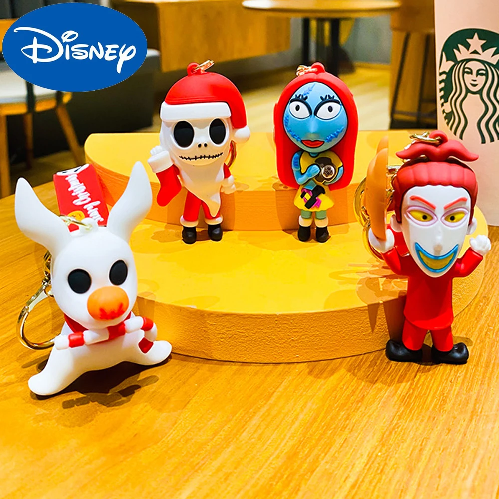 

Disney The Nightmare Before Christmas Key Chain Anime Figure Sally Lock Santa Model Bag Pendant Decoration Children's Toys Gifts