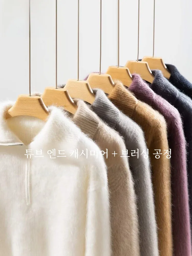 Мягкий клейкий сле ~ Длинный шерстяной тканый кашемировый свитер для женщин 00