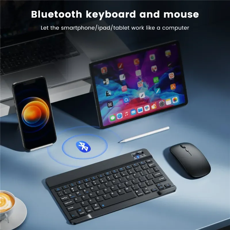 

HMTX Keyboard and Mouse Mini Rechargeable Spainish Bluetooth Keyboard With Mouse Russian Keyboard For PC Tablet Phone