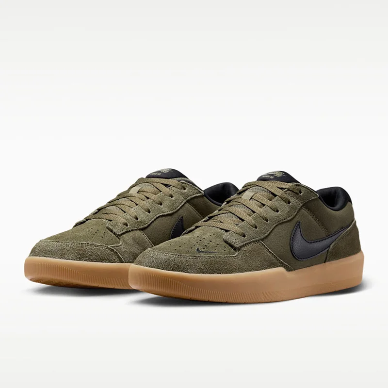 Фото Кроссовки Nike IQ8398-200 2026 New Low Top Skate Shoes, оливковые, замшевые, с подошвой Gum Sole, повседневные уличные кеды, превосходящие аналогичную обувь для скейтбординга №4