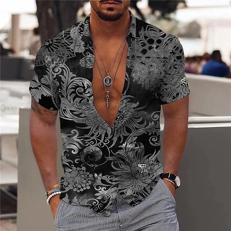 2023 Hawaiian Tropical Shirts For Men 3d Beach Holiday Short Sleeve Summer Oversized Tops Tee Shirt Man Floral Blouse 5xl Camisa