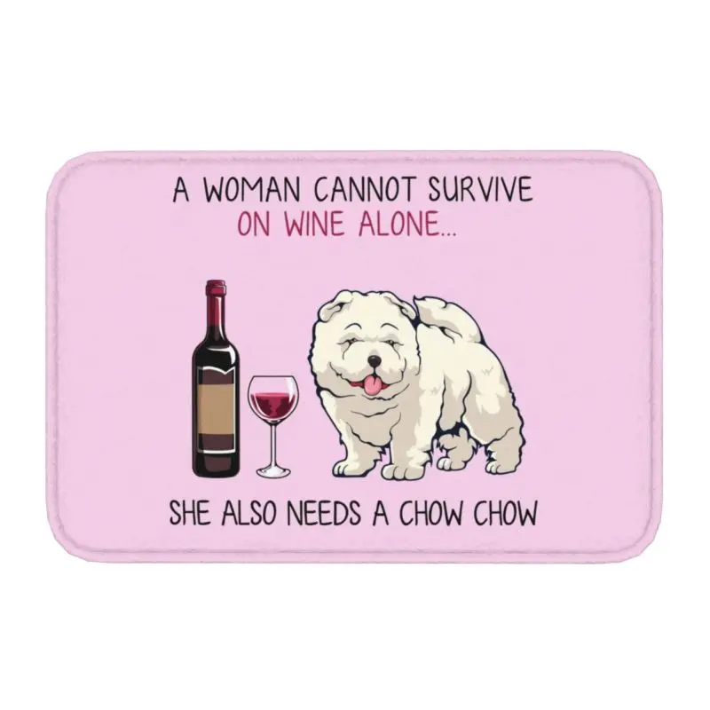 

Индивидуальный Забавный коврик Chow и вино, коврик, нескользящий коврик для домашних животных, щенков, влюбленных, кухни, ванной, спальни, кове...