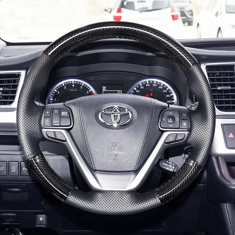 

Прошитая вручную Высококачественная Черная кожа из углеродного волокна для Toyota Highlander 2014-2019 Sienna 2015-2019