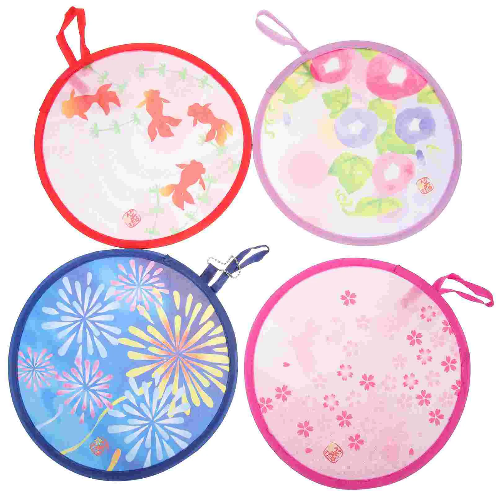 

4 Pcs China Kids Gifts Hand Fan Woman Small Round Circular Polyester Child Dancing