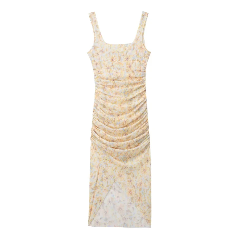 

2023 summer printed silk mesh dress vest dress