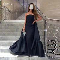 oimg saudi arabic women black evening dresses taffeta strapless floor length watteau train simple formal party prom gowns robes