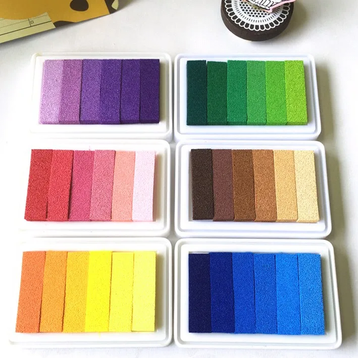 6colors 9.5*6.3CM Inkpad Craft Oil Based Diy Ink Pads for Rubber Stamps Scrapbook Wedding Decor Fingerprint Kids Art Supply
