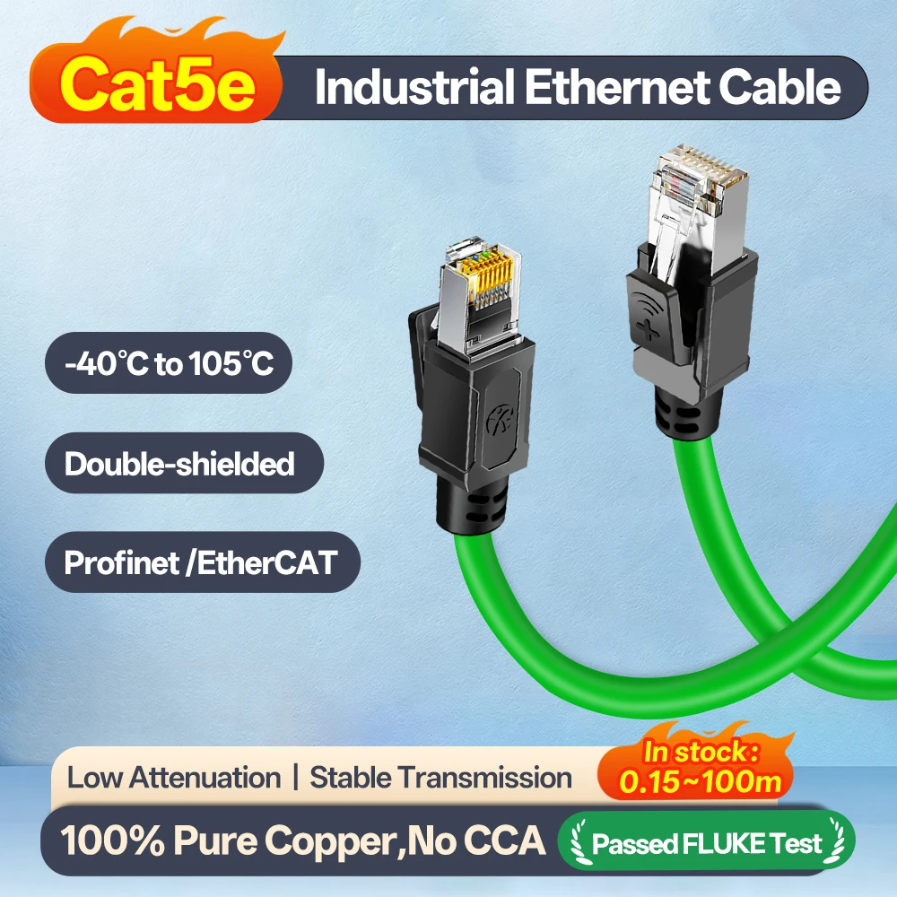 Фото Промышленный Ethernet-кабель CAT5e BYXGD, 1-100 м, высокогибкий SFTP кабель для буксируемых цепей, 26AWG, двойное экранирование, чистая медь, для ЧПУ и робототехники №1