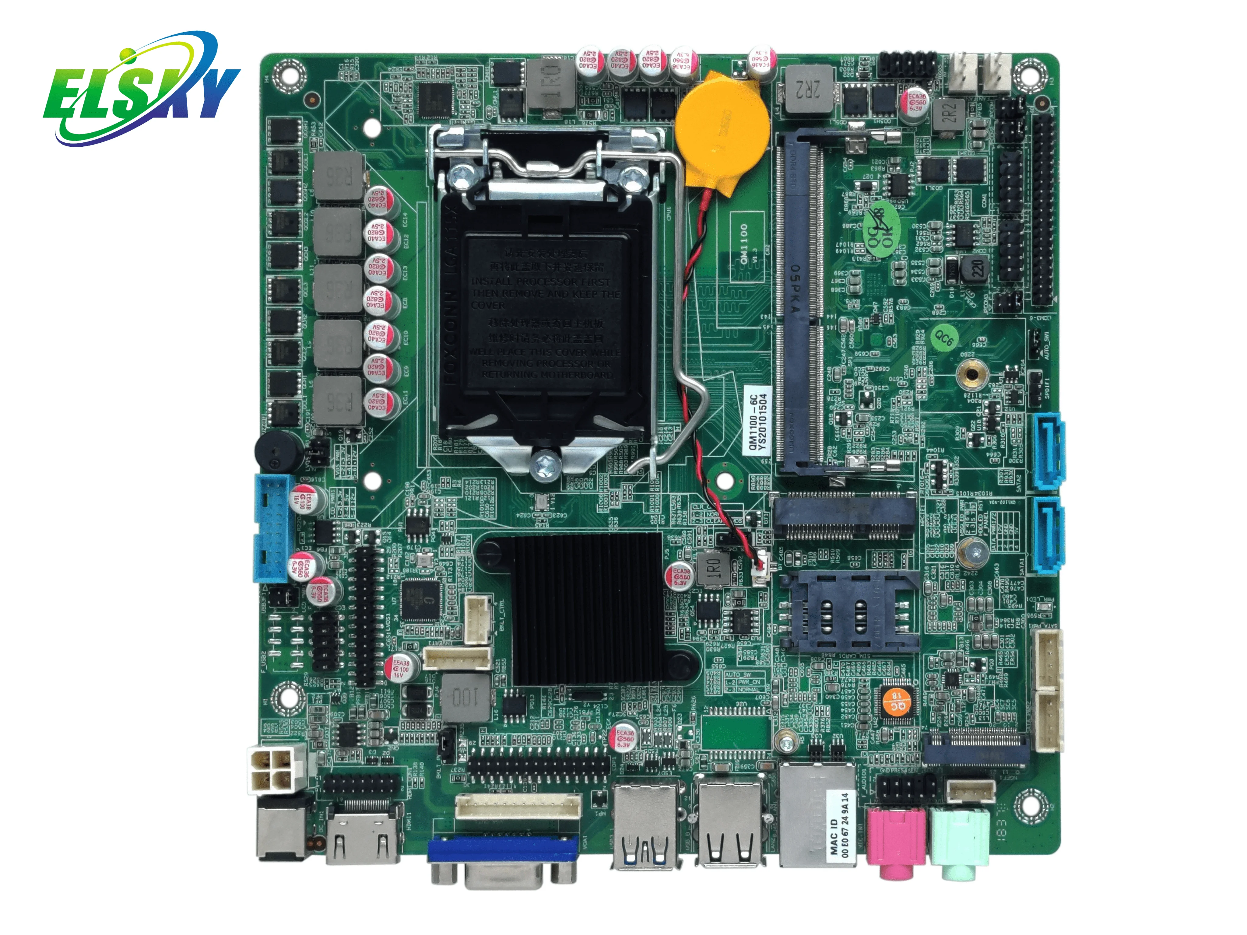 Фото Промышленная материнская плата ELSKY QM1100 Series Mini-ITX с поддержкой DDR4, процессоров Skylake/Kabylake LGA1151, новая, с одним портом SATA №1
