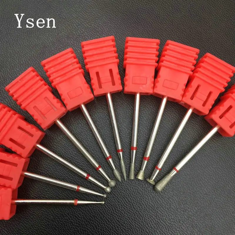 

10 Type Red Diamond Nail File Bit Burr Milling Cutter Manicure Electric Nail Drill Nail Art Remove Skin Tools Nail Accessories