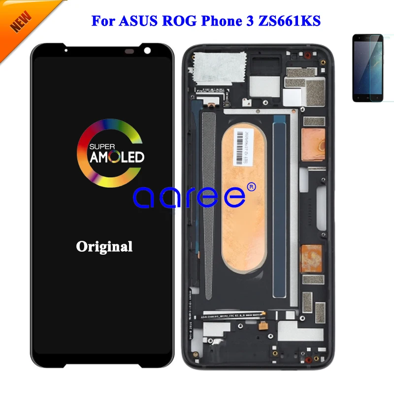 Оригинальный ЖК-экран AMOLED для ASUS ZS661KS, ЖК-экран для Asus Phone 3 ZS661KS, ЖК-дисплей Display, сенсорный дигитайзер в сборе