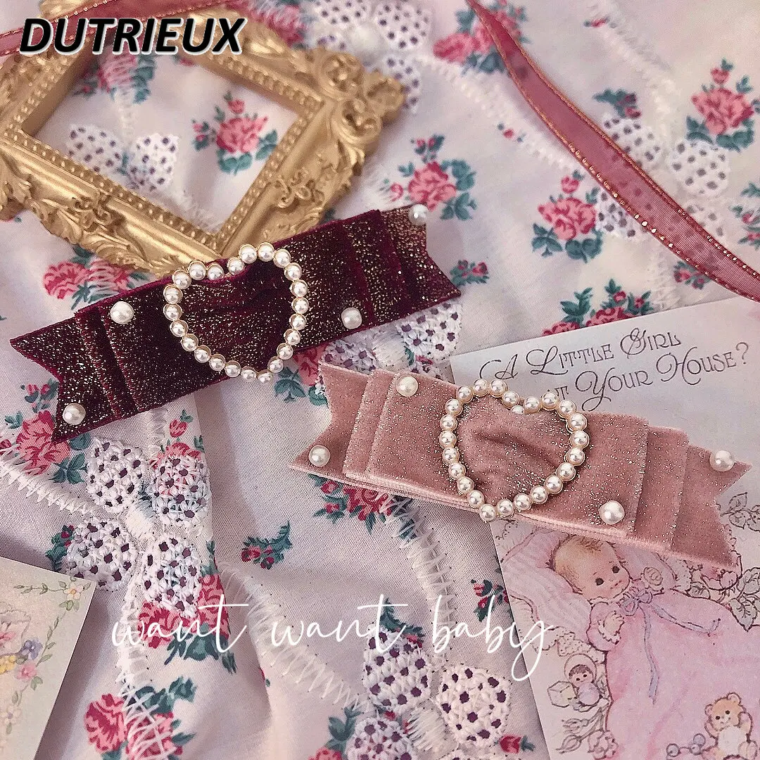 

Butterfly Hair Clip Handmade Japanese Lolita Hair Clip Cute Hair Accessories for Women Sweet Bow Love Heart Side Clip Hairpin