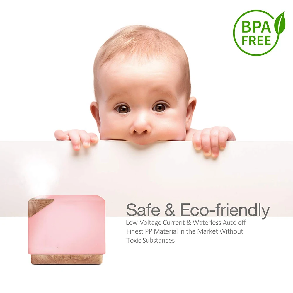 Диффузор эфирных масел премиум-класса 5 в 1 ультразвуковой ароматерапии с ароматным испарителем, увлажнителем воздуха, автоматическим выключением и безопасностью на 700 мл.