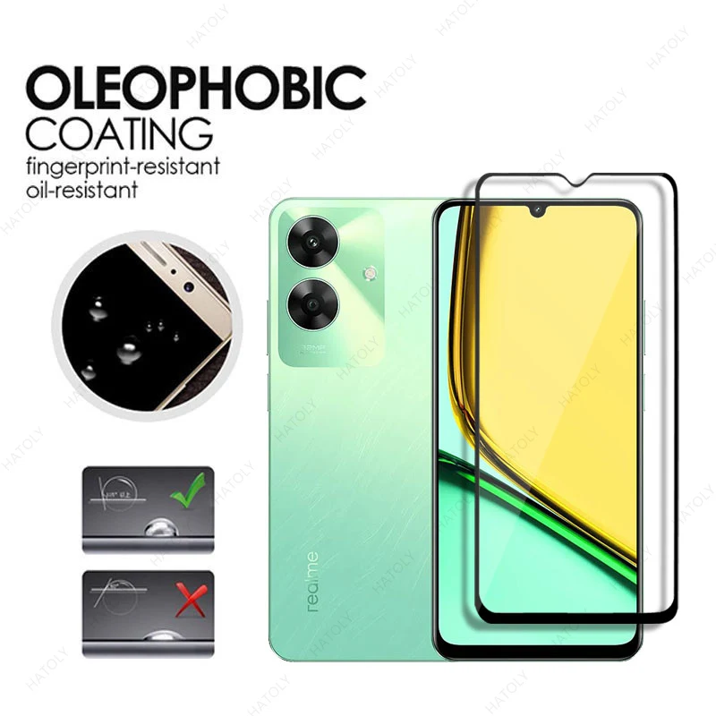 hartowana dla Realme C61 India Screen Protector Camera Len Film HD Full Glue Glass