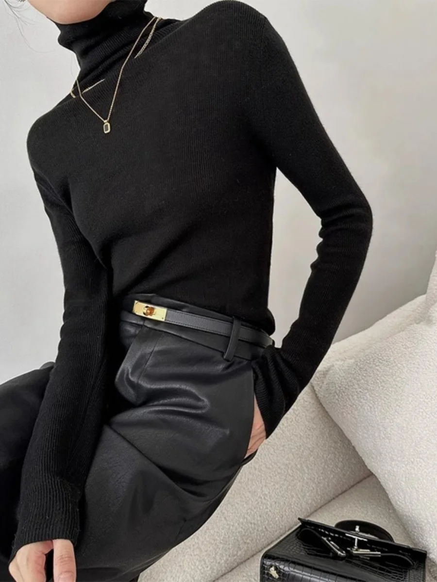 Водолазка во французском стиле вязаный свитер для женщин осень и зима 2024