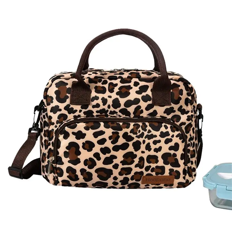 

Изолированный Ланч-бокс, женская сумка для ланча, герметичные охлаждающие сумки, Портативная сумка из ткани Оксфорд для пикника, офиса, школы, с леопардовым рисунком