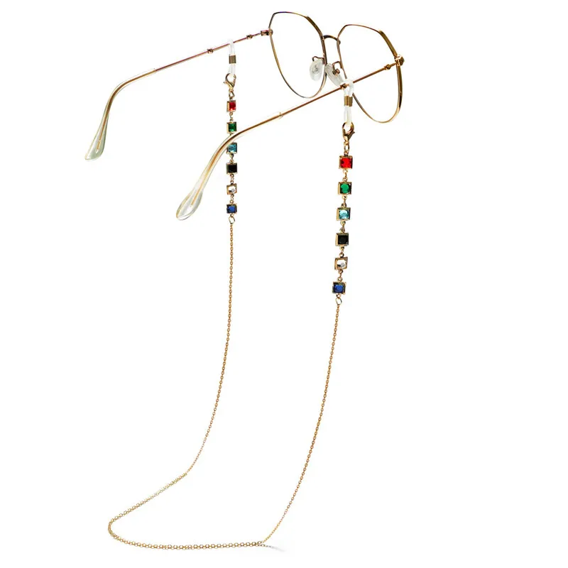 Позолоченная цепочка для очков с кристаллами и бусинами ожерелье-вешалка