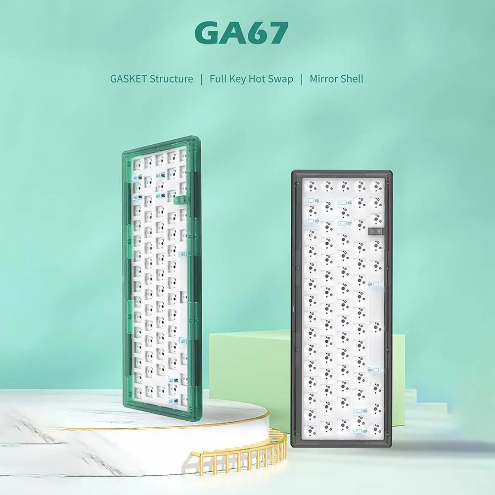 

GAS67 Transparent Shell Hot Swap Customized Mechanical Keyboard Kit Gasket Structure Type-C RGB Compatiable for CHERRY Gateron