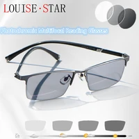 titanium alloy smart gray sunglasses reading glasses anti blue light long distance multi focus reading glasses old style glasses