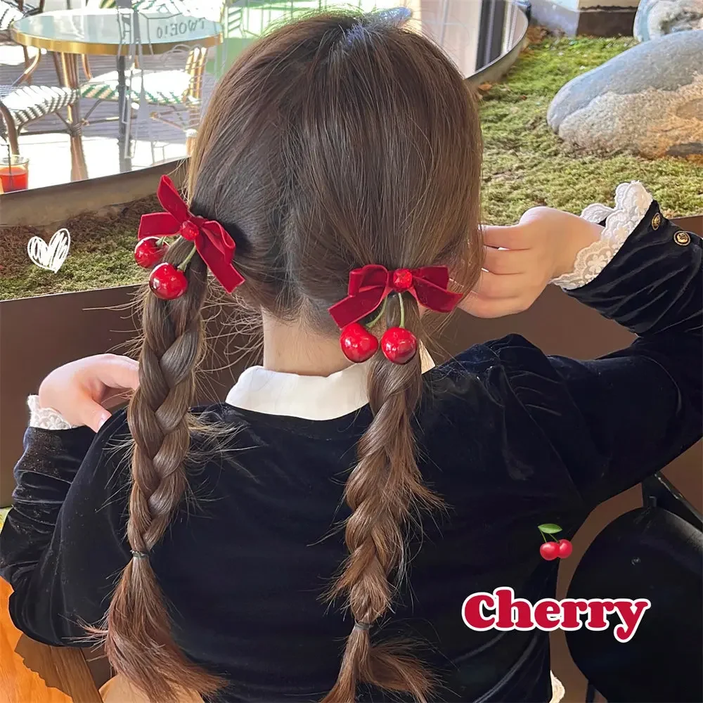 

2pcs Korean Style Small Cherry Hairpin Sweet Girl Hair Accessories Cute Forest-style Bangs Clip Side Hairpin Hair Ornaments