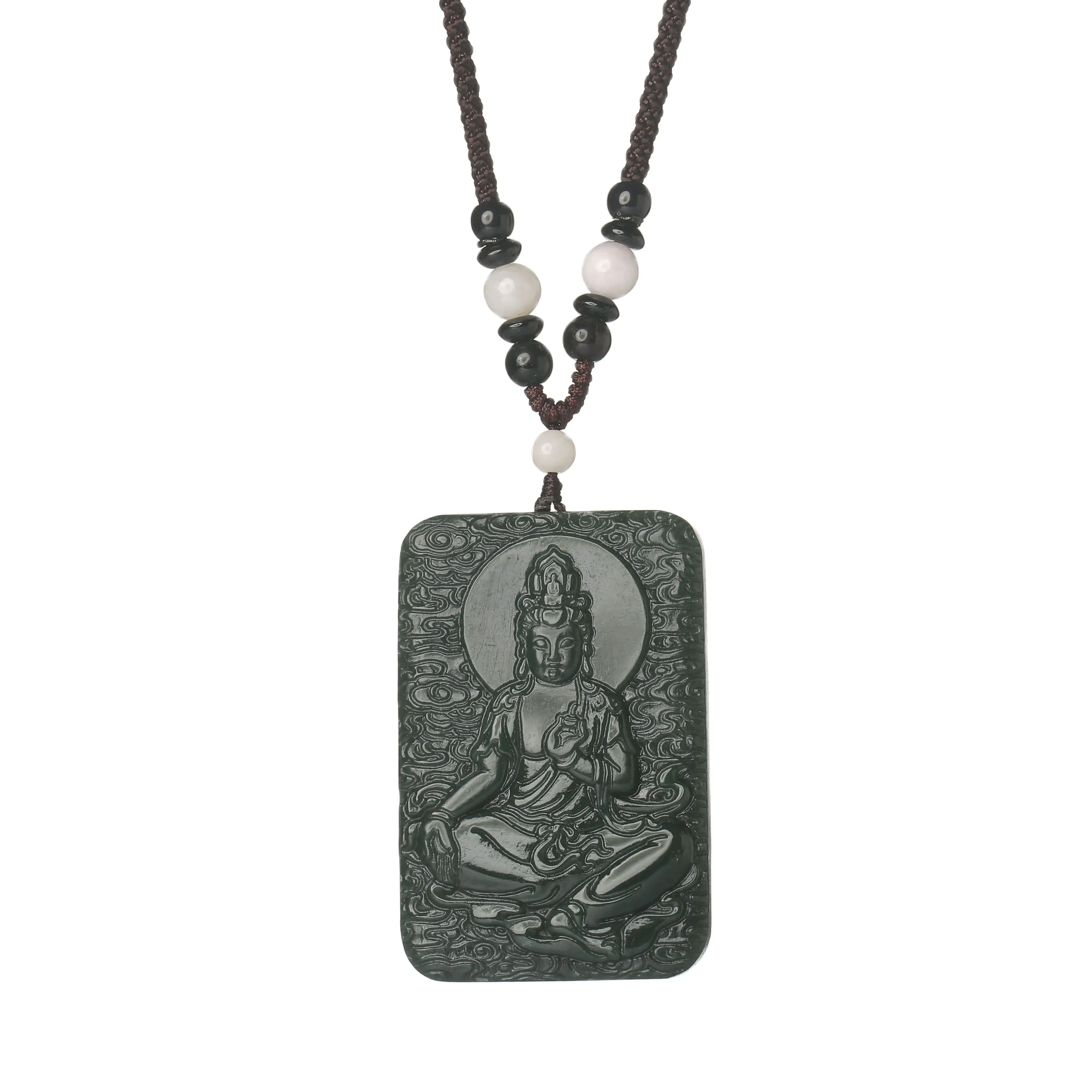 

CYG New In Natural Hetian Jade Chinese Style Guanyin Buddha Pendant For Women Men Gifts Size Adjustable Necklace Free Shipping
