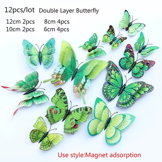 

12PCs 3D Effect Multicolor Butterflies Wall Sticker Beautiful Butterfly For Kids Room Interior For Home Wall Decals Decoration