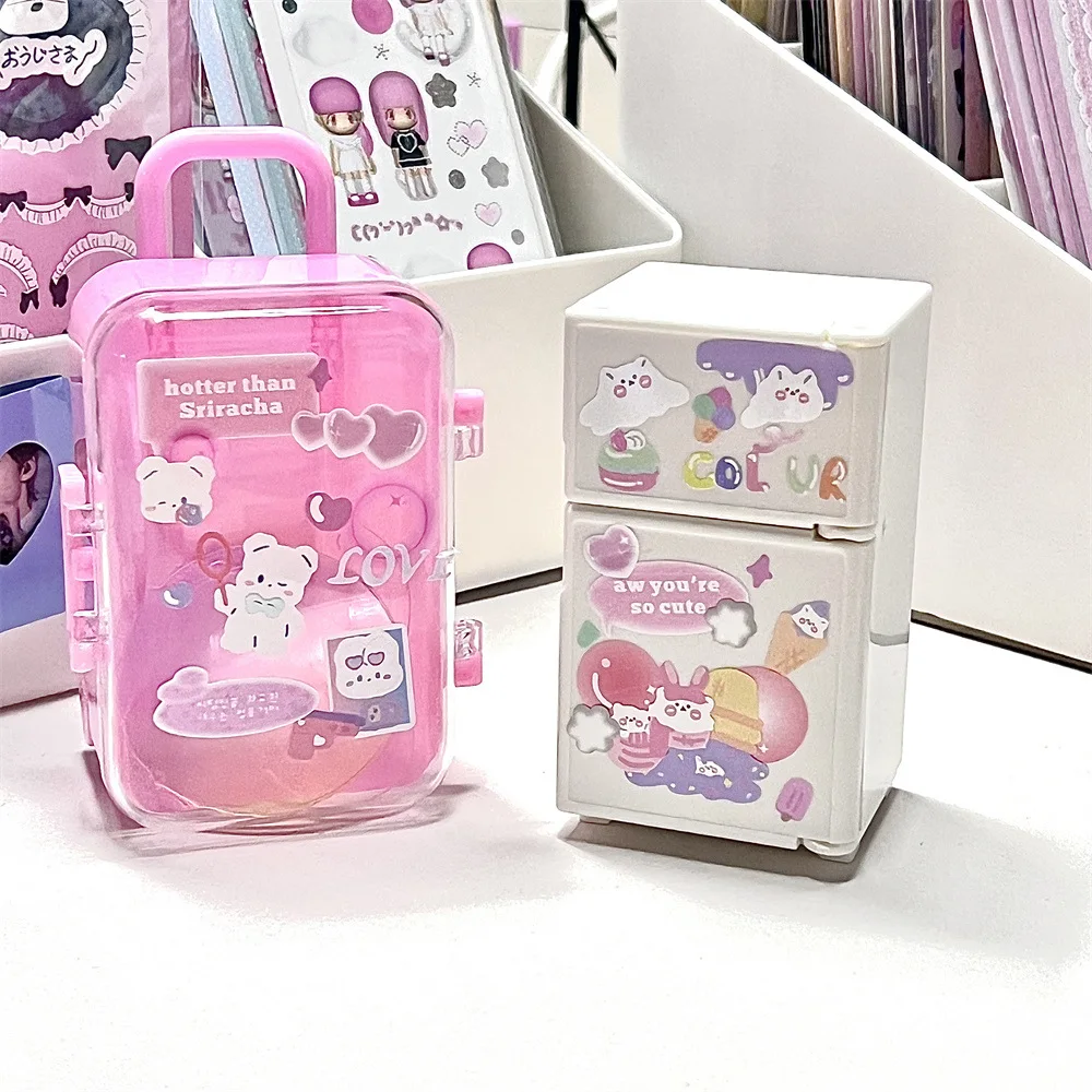 

Transparent Visual Design Jewelry Storage Box Lovely Small 1pc Trolley Case Environmentally Friendly Dollhouse Decor Plastic
