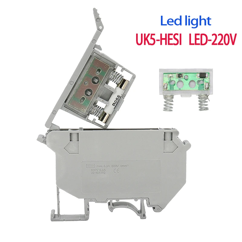 

10 шт. UK5 HESI направляющая типа плавкого предохранителя с Φ 220V 24V обычные светофоры Uk5RD Стандартный блок