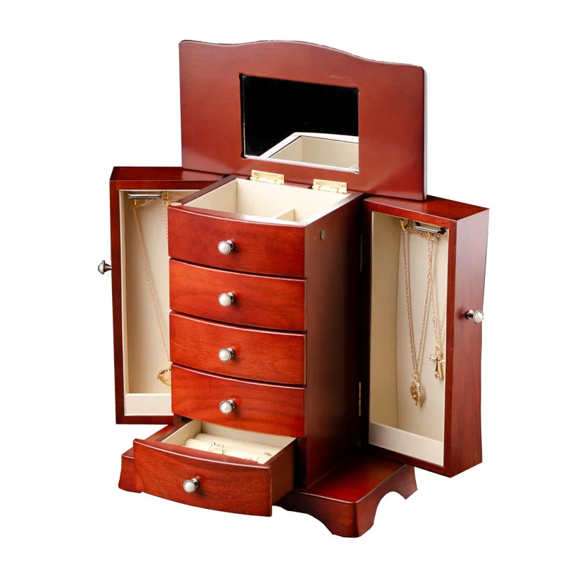 Solid Wood Jewelry Box Multi-layer Drawer Large Capacity Jewelry Box Home Jewelry Retro Women Jewelry Collection