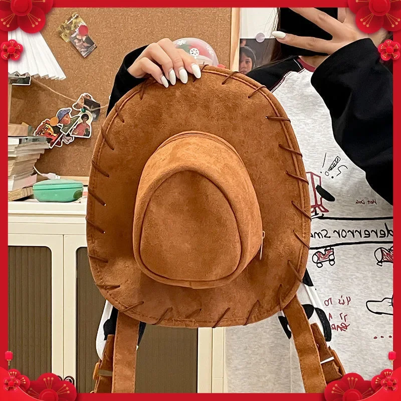 Disney Toy Story Woody Cowboy Hat Backpacks Cartoon Peripheral Storage Bag Fashion Crossbody Large Capacity Chest Bags Gifts