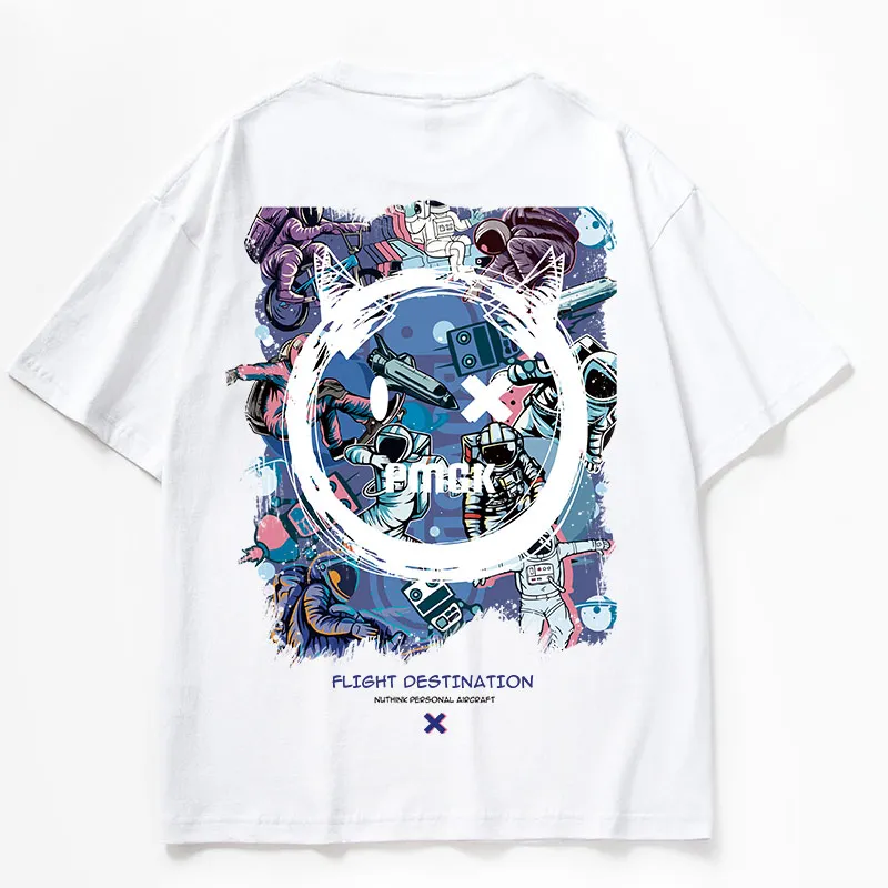 Футболка Abfer мужская с принтом смайликов и граффити топ рукавом до локтя в стиле