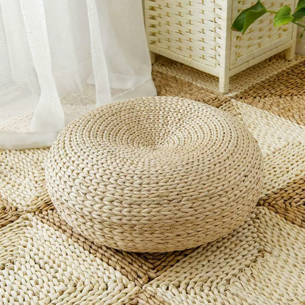 

Tatami Cushion Japanese Style Straw Weave Handmade Hard Texture Home Decoration Mat Straw Pouf Tatami Mat