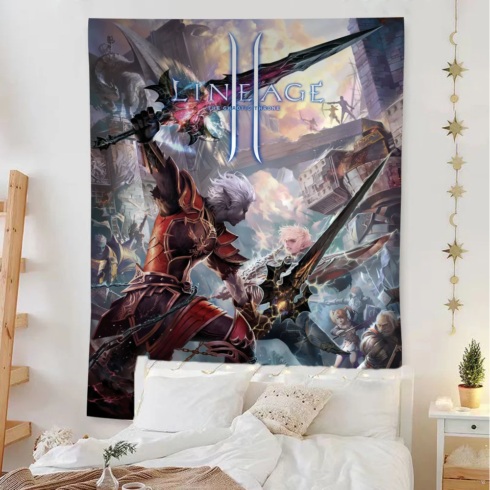 Lineage 2 DIY Настенный гобелен Искусство Научная фантастика Комната Домашний декор