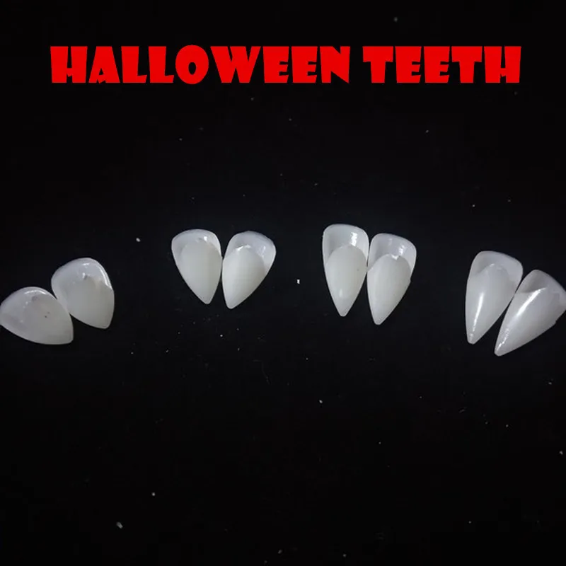 Костюмные зубы вампира Dentures Props для Хэллоуина и праздников, размер 4, для взрослых (3 пары и клей весом 5 граммов).