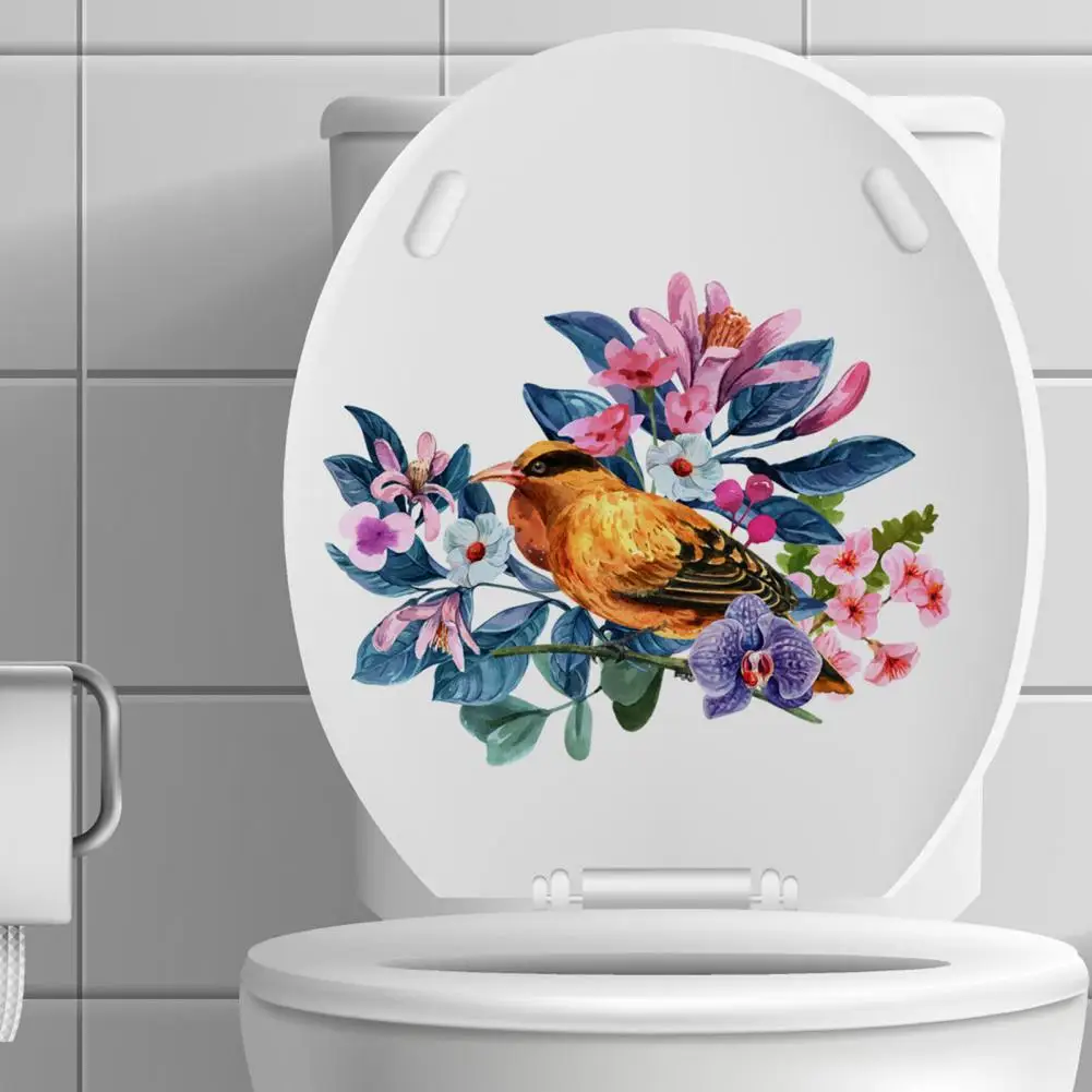

Toilet Sticker Self-adhesive Waterproof DIY PVC Birds And Flowers Toilet Seat Stickers for Bathroom