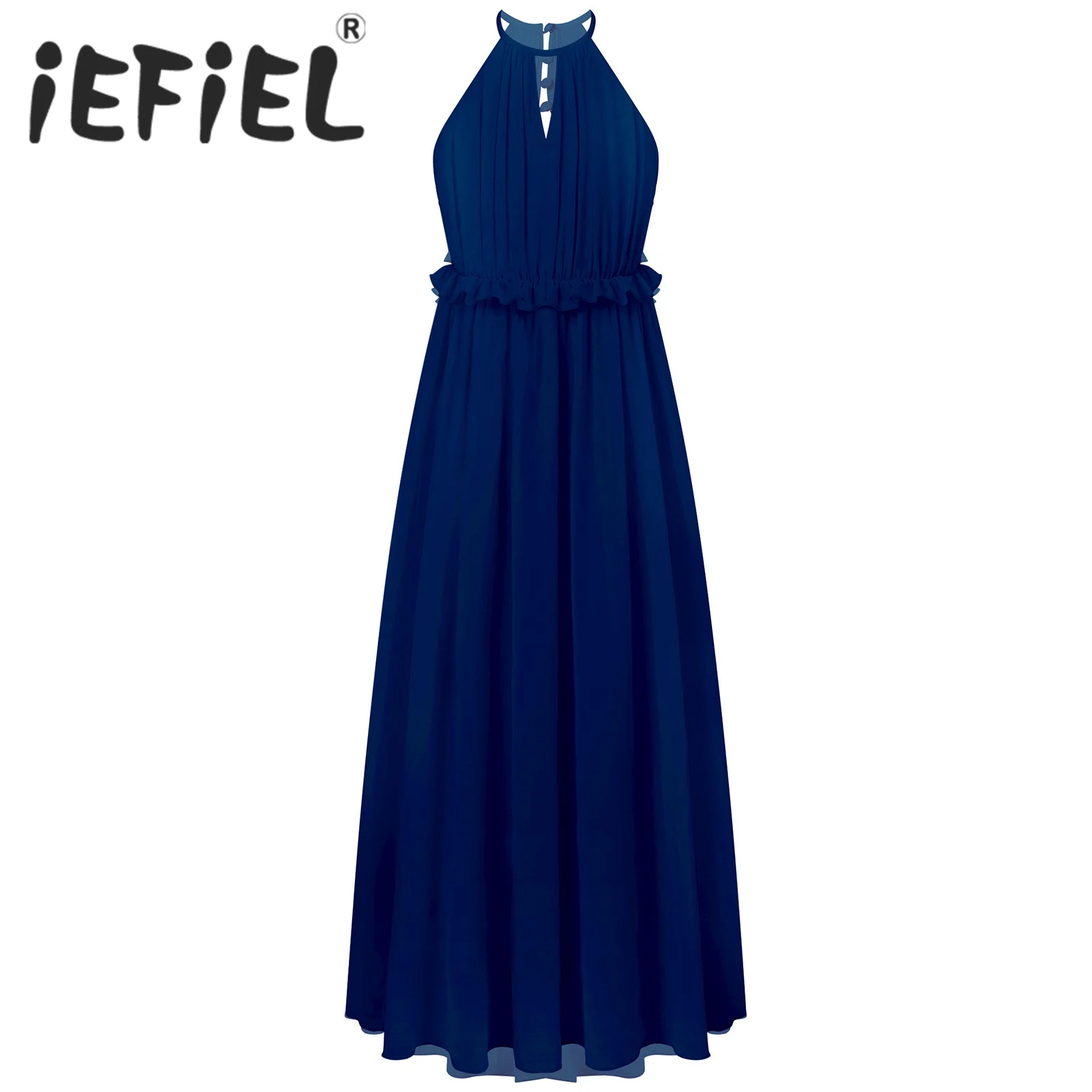 

Kid Chiffon Summer Dress Halter Neck Flower Girls Dress Princess Pageant Wedding Bridesmaid Birthday Party First Communion Dress