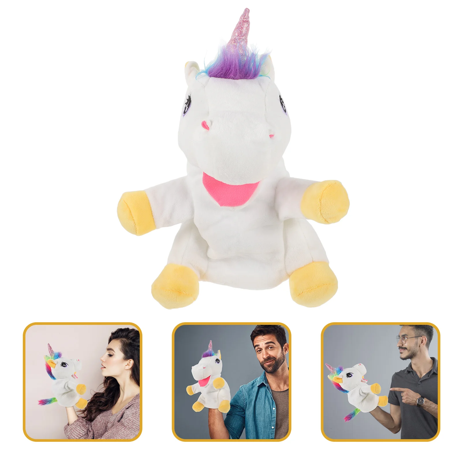 

Infant Developmental Toys Baby Lifelike Hand Puppet Children Unicorn Realistic White Cotton Educational Storytelling