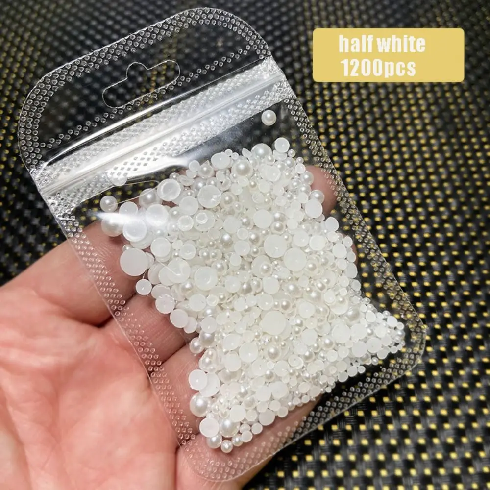 900/1200 шт. бусины для ногтей жемчуг белый смешанный размер стразы бежевый с плоской