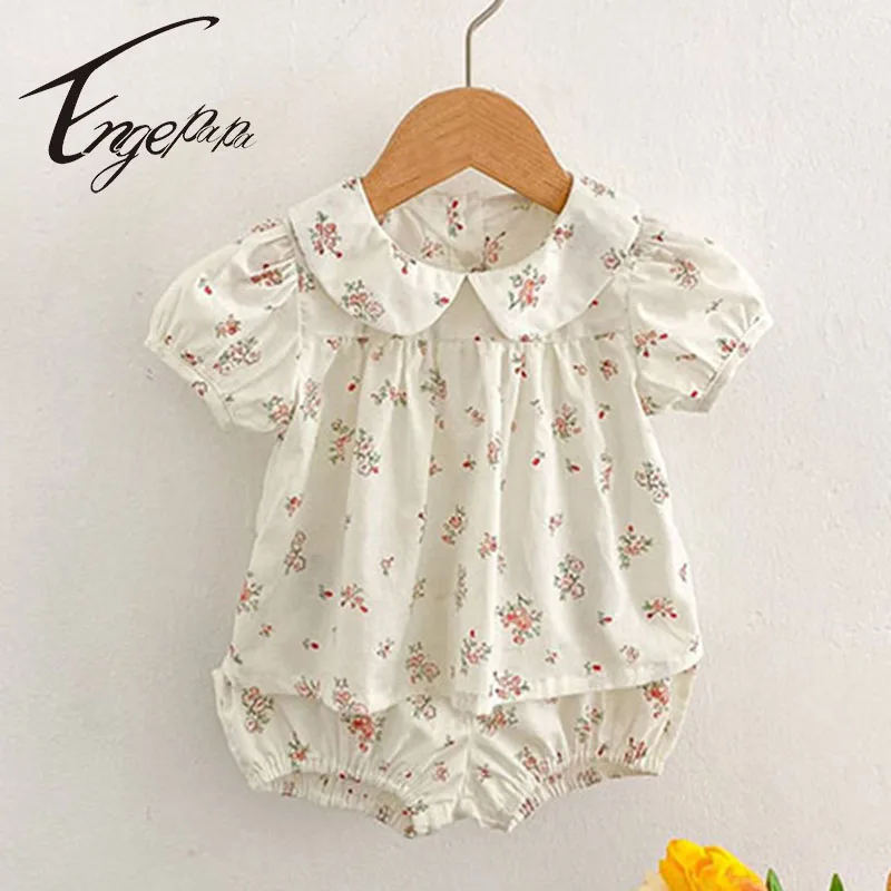 

Engepapa Toddler Baby Girl Suit Short Sleeves Top+Pants 2PCS Summer Baby Girl Clothes Floral Sweet Princess Baby Girl Clothing