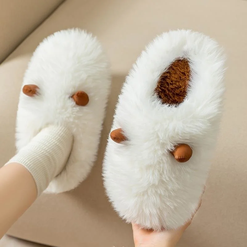 

Cotton Slippers Ladies Winter Warm Home Slippers 2023 New Thick Bottom Furry Slippers Women House Slippers Indoor Floor Shoe
