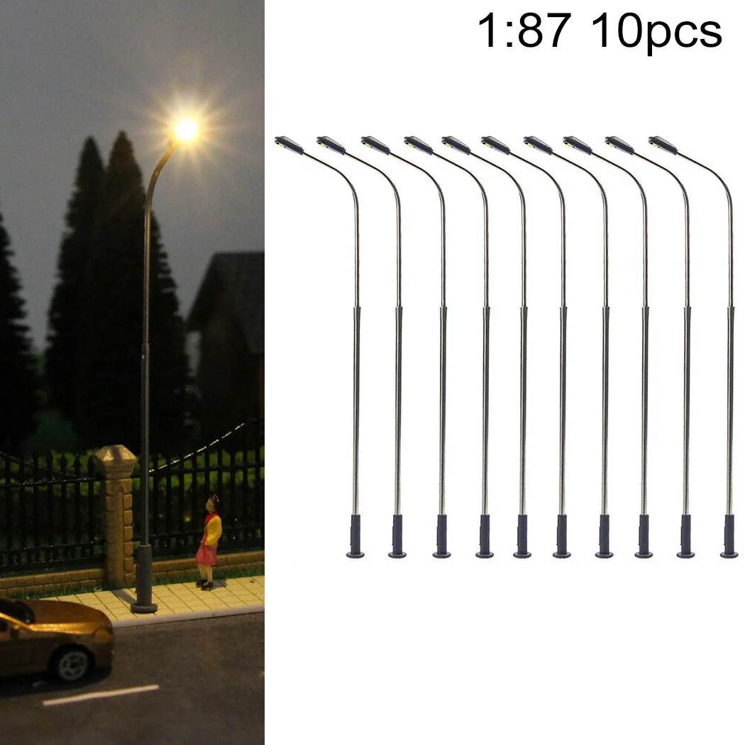 

10Pcs Model Railway Lamps Warm White HO Scale Lamps Post 1:87 Street Light Building Layout Train Scenery Garden Decor
