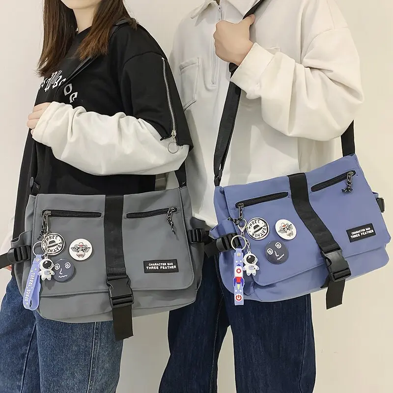 

KAFVNIE Shoulder Messenger Bag for Women and men Nylon Lightweight Waterproof Zipper Package Large Capacity Travel Crossbody Bag
