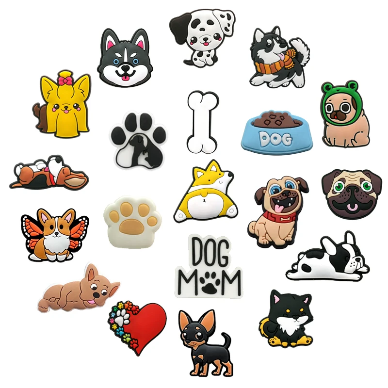 Nuove Vendite Di Arrivo 1 Pz Cute Dog Pvc Shoe Charms Accessori Per Croc Sandals Wristband Decorazioni Ragazzi Ragazze Regali Per Feste